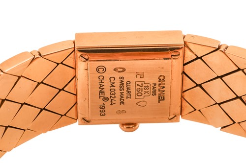 Lot 190 - Chanel - A Lady’s 18ct Gold Matelassé Bracelet...