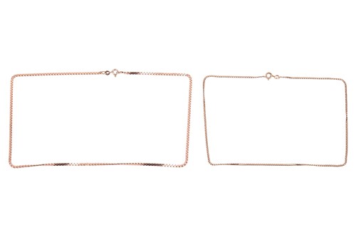Lot 20 - Two 9ct gold chains; comprising a serpent link...
