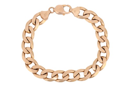 Lot 32 - A flat curb link bracelet, in 9ct yellow gold,...