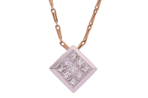 Lot 97 - A diamond-set pendant on chain, comprising...