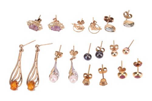 Lot 45 - A group of nine pairs of earrings, including a...