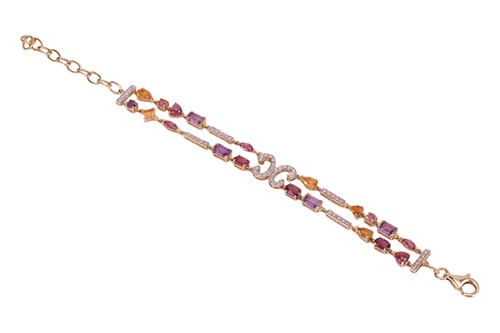 Lot 97 - A multi-gem set bracelet, composed of gem-set,...
