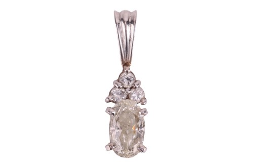 Lot 133 - A diamond pendant; The four claw-set...