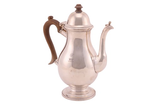 Lot 250 - A silver coffee pot in George III style;...