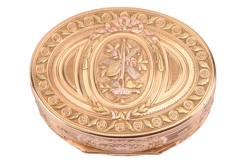 Lot 253 - A Louis XV vari-coloured snuff box, of oval...