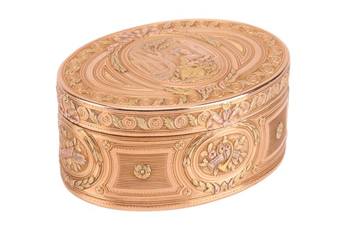 Lot 253 - A Louis XV vari-coloured snuff box, of oval...