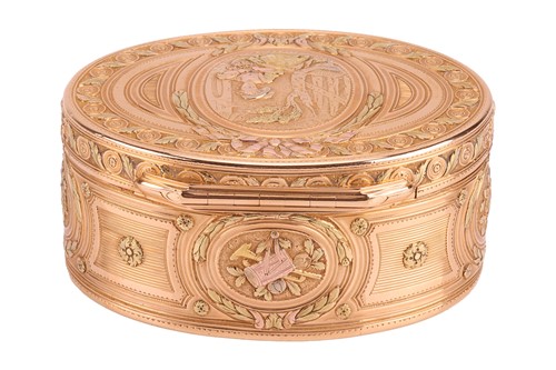 Lot 253 - A Louis XV vari-coloured snuff box, of oval...