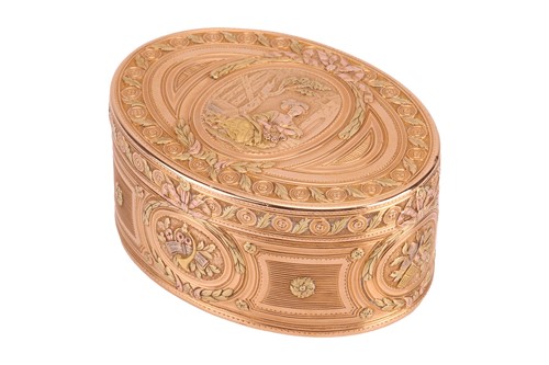 Lot 253 - A Louis XV vari-coloured snuff box, of oval...