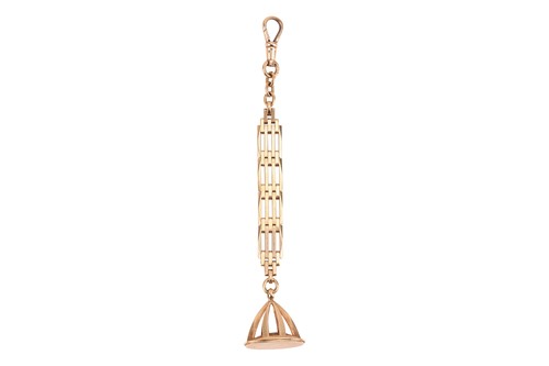 Lot 39 - A chatelaine fob; The gate-link chain with...