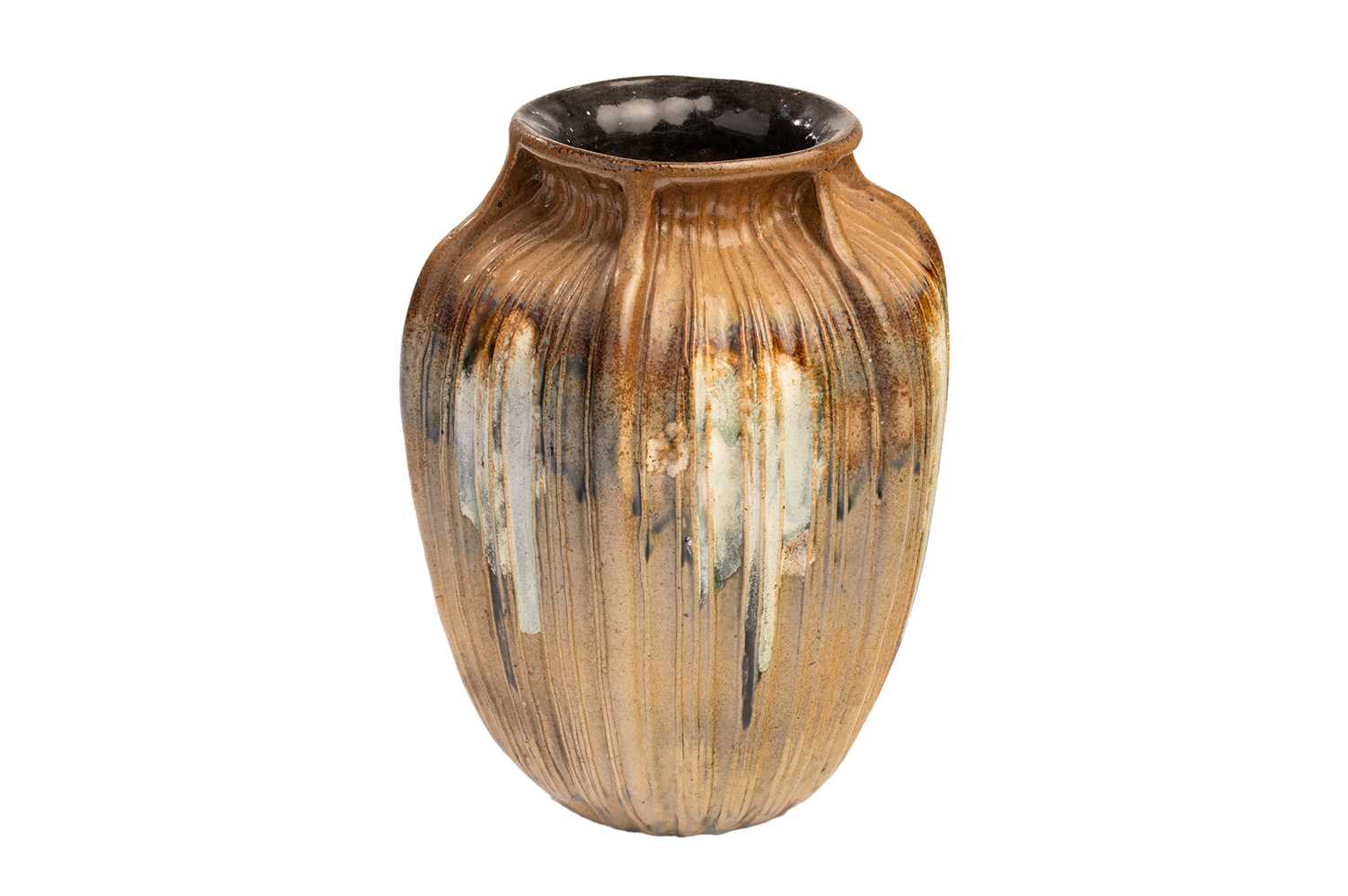 Lot 154 - A Martin Brothers stoneware vase, of ribbed...