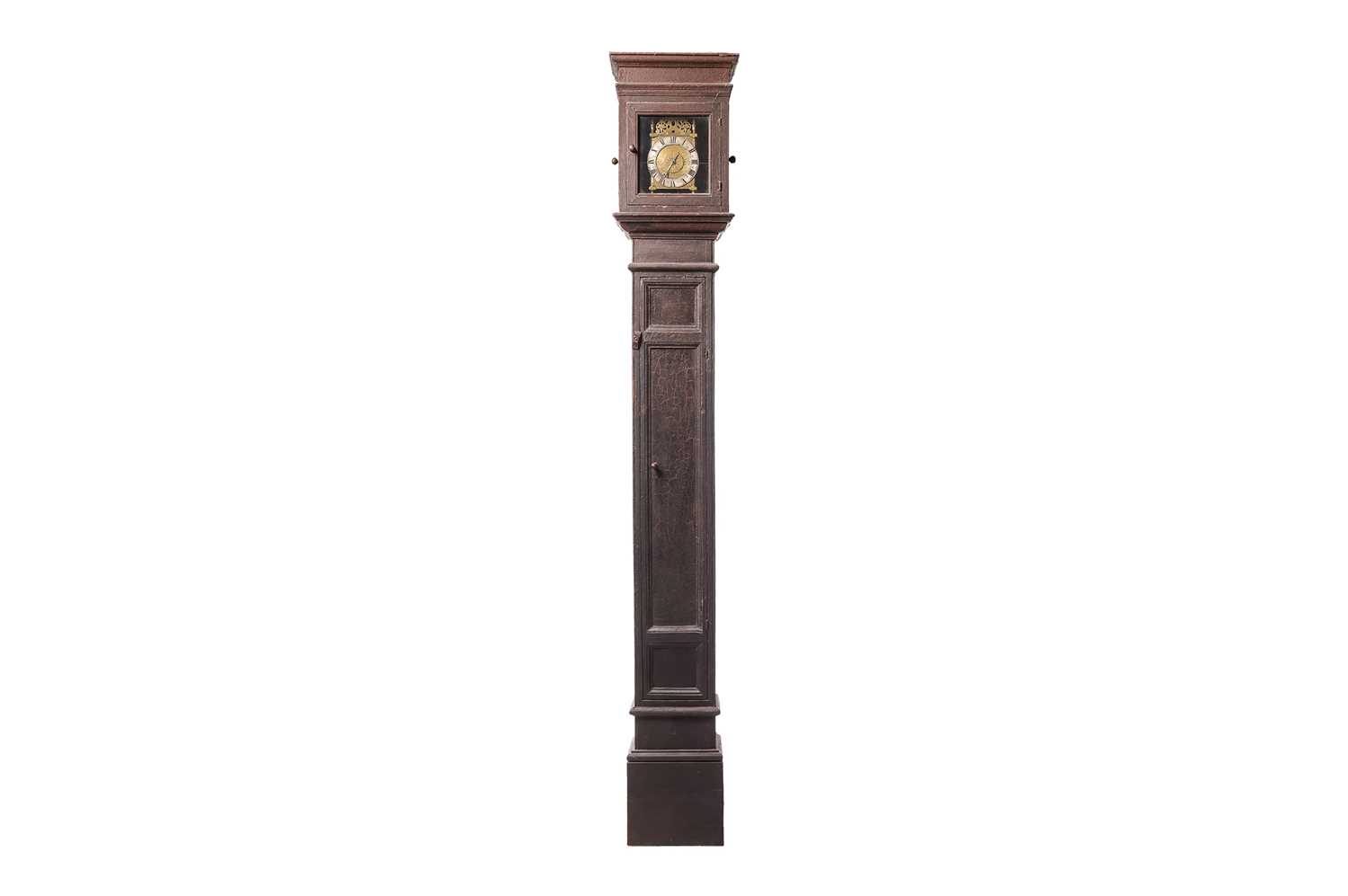Lot 22 - A 30-hour brass lantern clock in a painted...