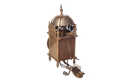 Lot 1 - A Charles II 30-hour brass alarm lantern clock,...