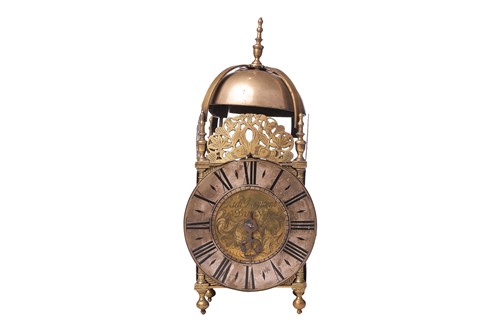 Lot 4 - A George I brass 30-hour lantern clock,...