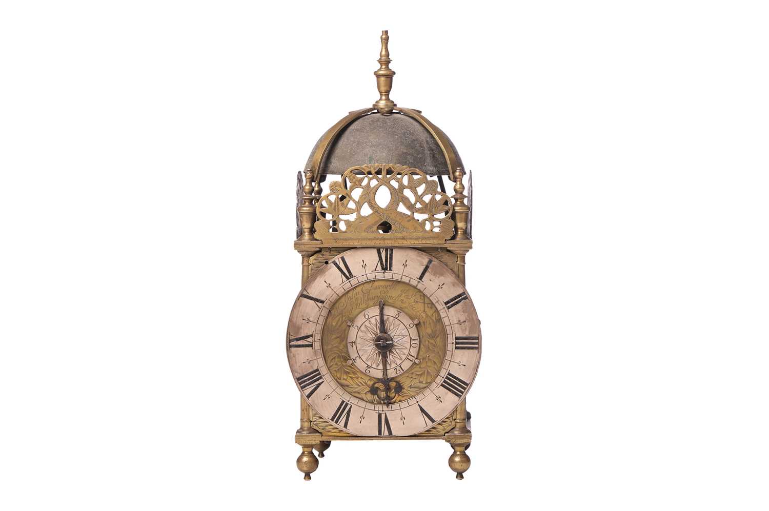 Lot 28 - A Charles II 30-hour brass lantern clock, John...