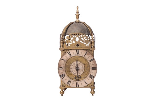 Lot 28 - A Charles II 30-hour brass lantern clock, John...