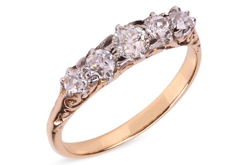 Lot 40 - An old-cut diamond half hoop ring, comprising...