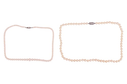 Lot 131 - Two cultured pearl necklaces; the first by...