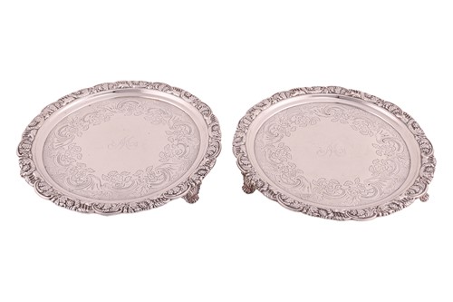 Lot 292 - A pair of George III silver salvers, by S C...