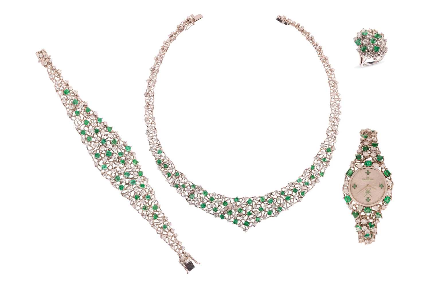 Lot 180 - Augustin Julia-Plana - a diamond and emerald...