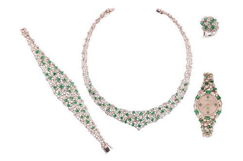 Lot 180 - Augustin Julia-Plana - a diamond and emerald...