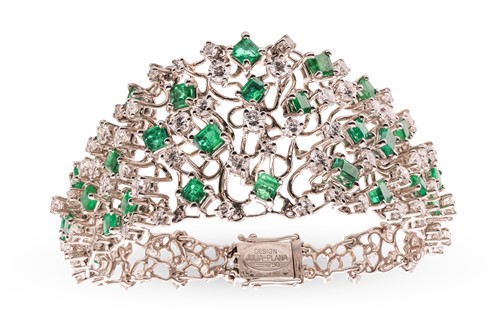 Lot 180 - Augustin Julia-Plana - a diamond and emerald...
