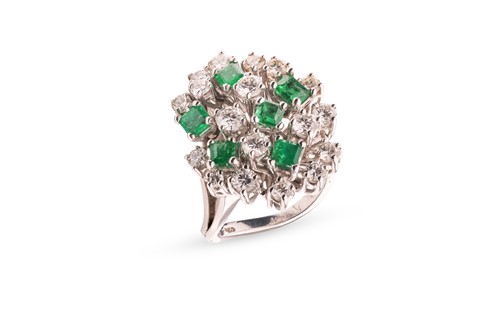 Lot 180 - Augustin Julia-Plana - a diamond and emerald...
