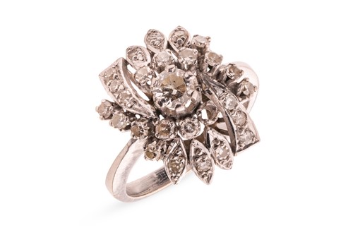 Lot 177 - A diamond-set foliate ensemble containing a...