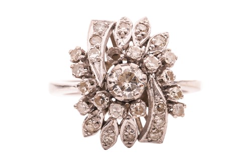 Lot 177 - A diamond-set foliate ensemble containing a...
