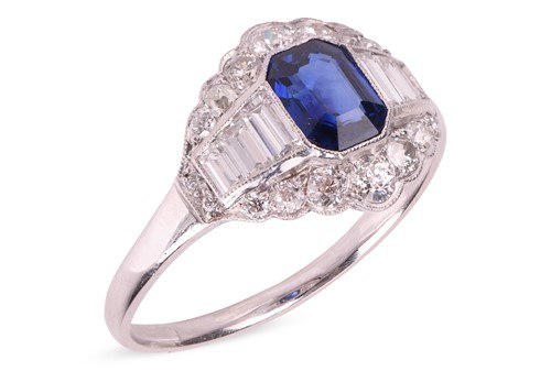 Lot 31 - An Art Deco style sapphire and diamond-set...