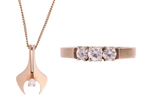 Lot 86 - A diamond set pendant necklace and a CZ...