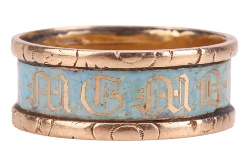 Lot 3 - An early Victorian mourning ring, the band...