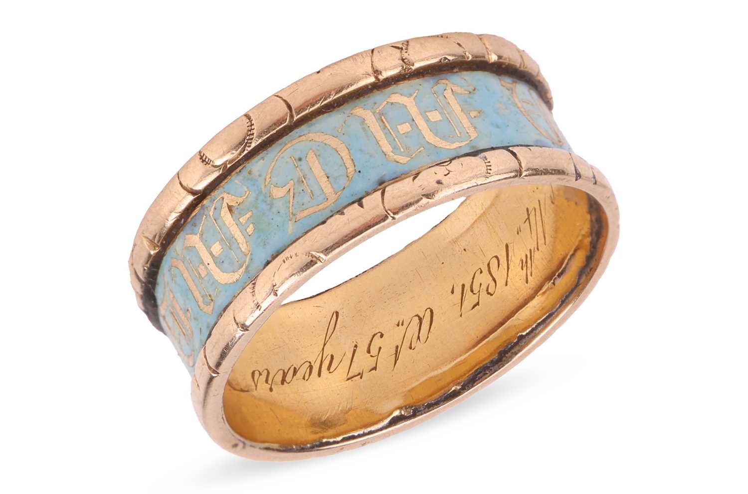 Lot 3 - An early Victorian mourning ring, the band...
