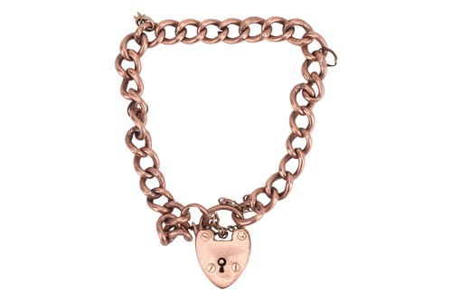 Lot 52 - A hollow curb link bracelet in 9ct rose gold,...