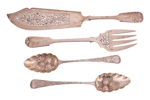 Lot 279 - A pair of fish servers and a pair of George...