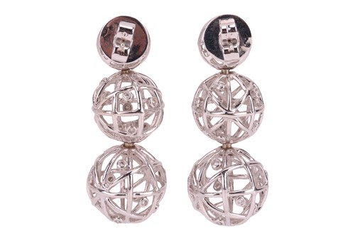 Lot 110 - A pair of diamond-set cage earrings, each...