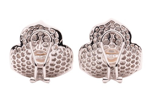 Lot 235 - A pair of diamond and cultured pearl earrings,...