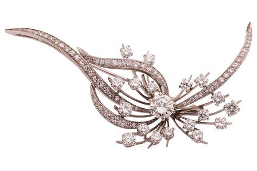 Lot 189 - A diamond-set spray brooch, with an estimated...