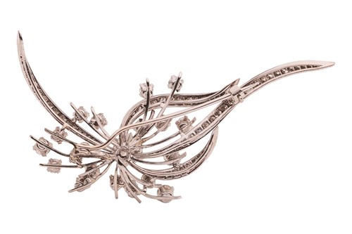 Lot 189 - A diamond-set spray brooch, with an estimated...