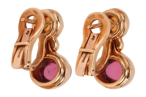 Lot 92 - Bulgari - a pair of gem-set drop earrings,...