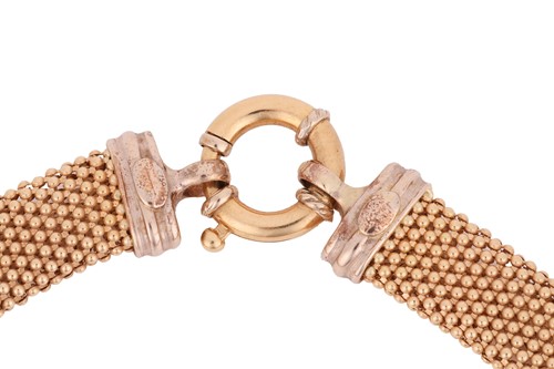 Lot 158 - A three-tone fancy chain necklace, comprising...