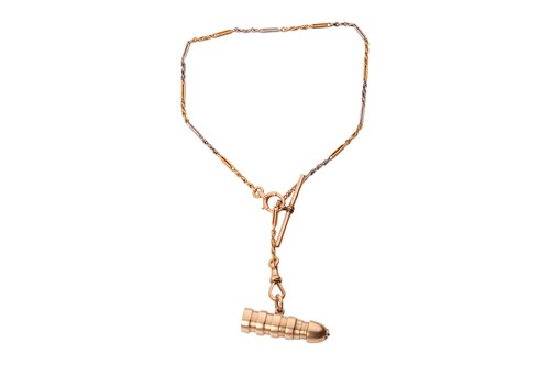 Lot 160 - A pencil fob and chain; the reeded...