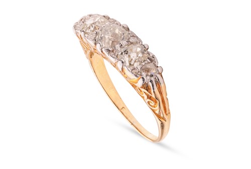 Lot 20 - An old-cut diamond half hoop ring, with an...