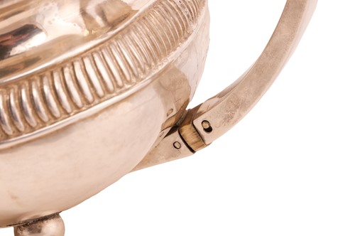 Lot 351 - A George III silver three-piece tea service,...