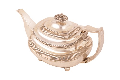 Lot 351 - A George III silver three-piece tea service,...