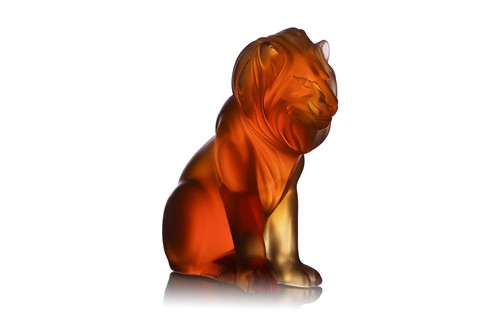 Lot 159 - A Lalique 'Bamara' Lion, in amber glass, the...