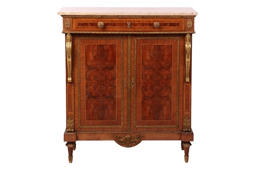 Lot 61 - A French burr walnut and inlaid Empire-style...