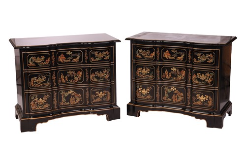 Lot 92 - A pair of Drexel Heritage black lacquered...