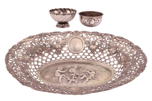 Lot 159 - A German white metal sweetmeat dish, oval, the...