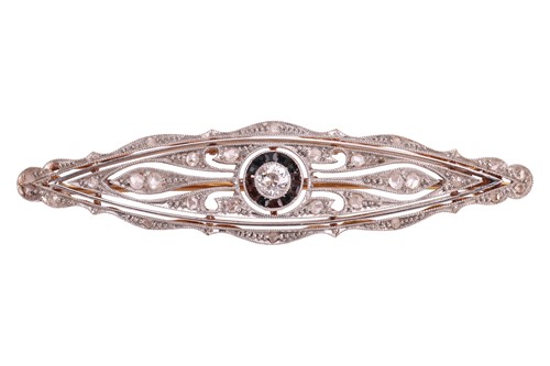 Lot 41 - An early 20th century gem-set plaque brooch,...