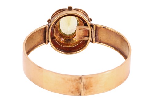 Lot 22 - A Victorian floral hinged bangle set with...